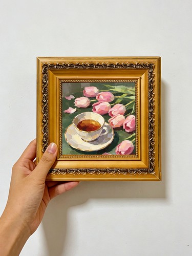 Teacup pink tulip still - tulip, life