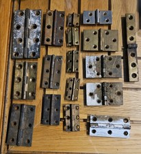 Job Lot of Vintage Solid Brass Door Hinges / Cabinet Hinges Assorted Sizes