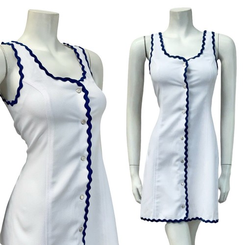 Vtg 60s white blue sporty - white, mod