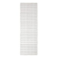 Diamond Chindi Runner 66x200cm – White & Black Retro Geometric Floor Rug