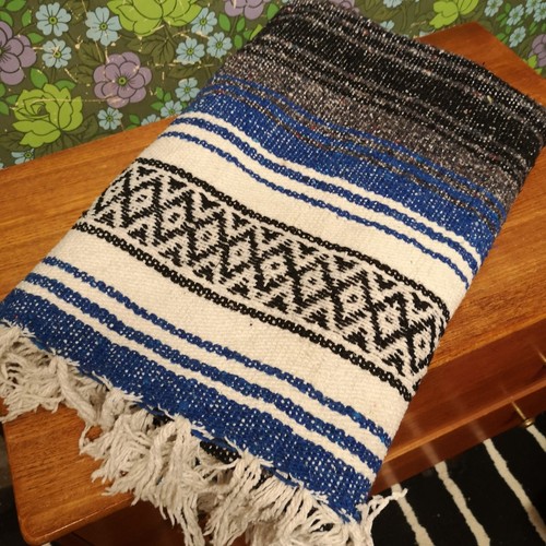Blue mexican woven stripy - blue,