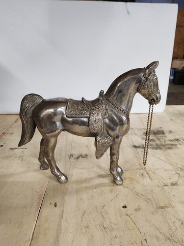 Silver metal horse - , statue