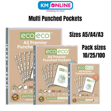 A5 A4 A3 Clear Recycled Punched Pockets Strong Wallet Sleeves - Eco-Friendly pol