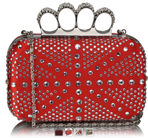 Red women clutch rhinestone - red,