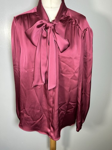 Shiny satin pussy bow - satin, blouse
