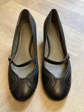 Ladies Black Footglove Shoes with Strap and Buckle Detail Size 6.5