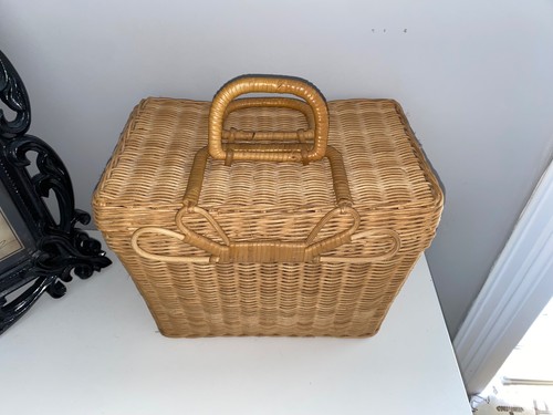Vintage wicker sewing basket - vintage,