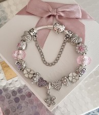 Authentic Pandora Silver Heart  Bracelet + Charms 19 cm Pandora Bracelet Gift 