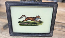 Indian Fox Vintage Reverse Glass Painting in Bold Colors - 17 X 12 cm