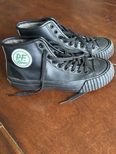 PF Flyers Sandlot Center HI Leather Black 42884 Slip Resist Unisex Shoes M5 W6.5