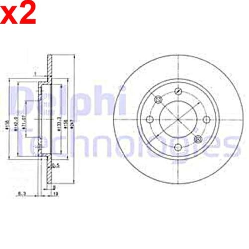 Brake disc delphi - 2x, fits