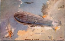 Zeppelins In Action WW1 Britain Airship Battle 1910s - Photo Postcard