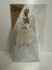 The Range Tree Top Fairy 23cm White Glitter Christmas Decoration Boxed FC+