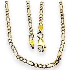 Solid 14k Yellow Gold Figaro Men's Chain Necklace 4.98 Grams 21"