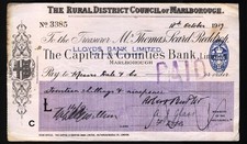 OVERPRINTED 1919 Bank Cheque