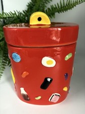 Red Oval Ceramic Sweet/Cookie Jar with Liquorice Allsorts Design