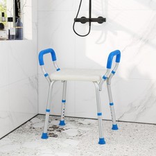 Medical Shower Chair W/ 6-Level Height-Adjustable Bath Stool-Blue