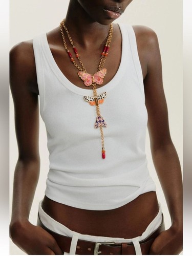 Zara gold necklace with pink - zara,