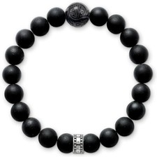 Thomas Sabo Bracelet Obsidian Sterling Silver Unisex Large A1085-023-11 RRP £89