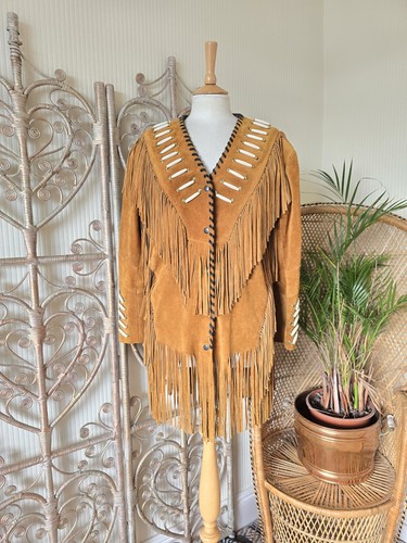 Vintage suede leather - , fringe