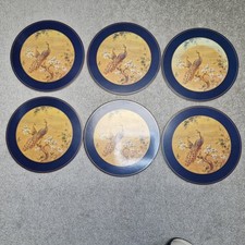 Pimpernel Peacock Placemats De Luxe Round Place Mats Set Of 6 Cork Backed *Flaw*