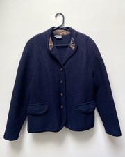Vintage Marion Donaldson boiled felted wool jacket size 16 navy blue