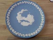Wedgwood Blue Jasperware Christmas Plate 1969 Windsor Castle
