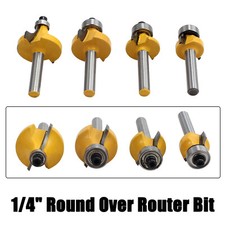 4PCS Round Over Router Bits Set 1/4" Shank Alloy Tip Woodworking Cutter Tools UK
