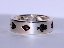 Card Ring Cubic Zirconia Mens Ring  925 Sterling Silver Sizes RSTU