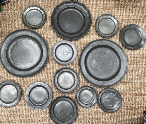 Antique pewter plates c18th - plates,