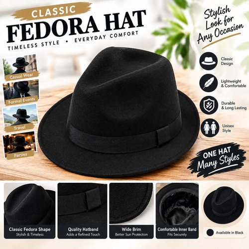 Men women wool fedora hat - women,