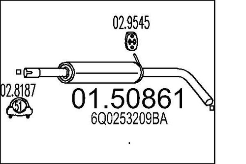 Mts 50861 centre - centre, muffler