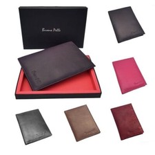REAL LEATHER PASSPORT COVER TRAVEL CREDIT CARD NOTE SLIM WALLET HOLDER ORGANISER