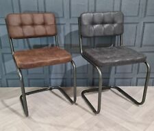 Vintage Industrial Dining Chairs, Leather Look Metal Home Restaurant Coffee Shop