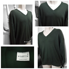 Gabicci Italy Men’s Forrest Green V-Neck Wool Blend Long Sleeve Jumper Size L