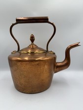 Antique Georgian Coppper And Brass 7 Pint Swan Neck Kettle