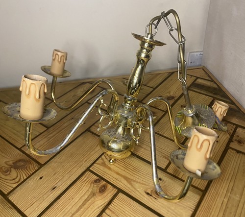 Vintage brass arm chandelier - vintage,
