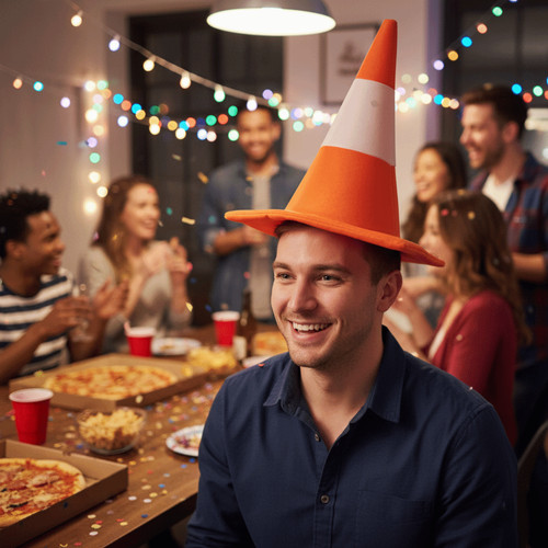 Foldable traffic cone hat - foldable,