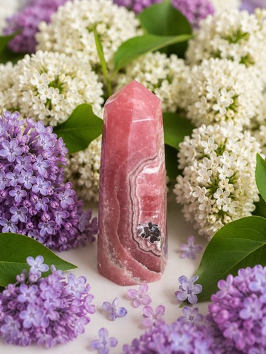 Rhodochrosite crystal point - rhodochrosite,
