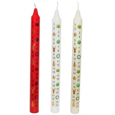 Christmas Advent Candle Boxed 25cm Tapered Countdown Festive Colour Images