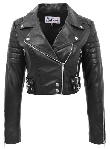 Womens real leather biker - womens,