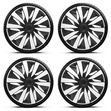 Wheel Trims 16" Black & Silver Lazio Hub Caps x4 Fits VAUXHALL ASTRA