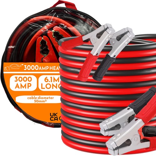 Heavy duty jump leads - leads, 6.1m