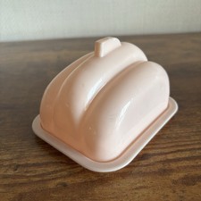 Vintage Butter Dish 1950s Art Deco Pink Lucite Plastic Made In England