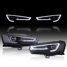 VLAND Black Headlamps For 2008-2017 Mitsubishi Lancer EVO X Projector Headlights