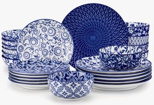 24pc blue and - white, floral