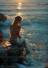 Mermaid at Sunset Art Print