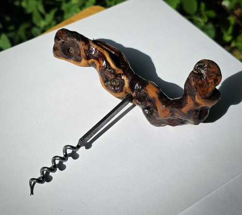 Vintage french wood corkscrew - wood,