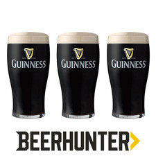 Guinness Pint Glass 3 Pack – Official Branded Beer Glasses Set of 3 New