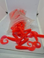 46 Pcs Curly Tail Grub Worm Soft Jelly Fishing Lure Swim Bait Jig Head 65mm 